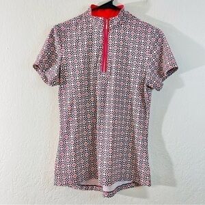 TAIL White Label Printed Golf Tennis Polo Shirt Women Size Small Red/White